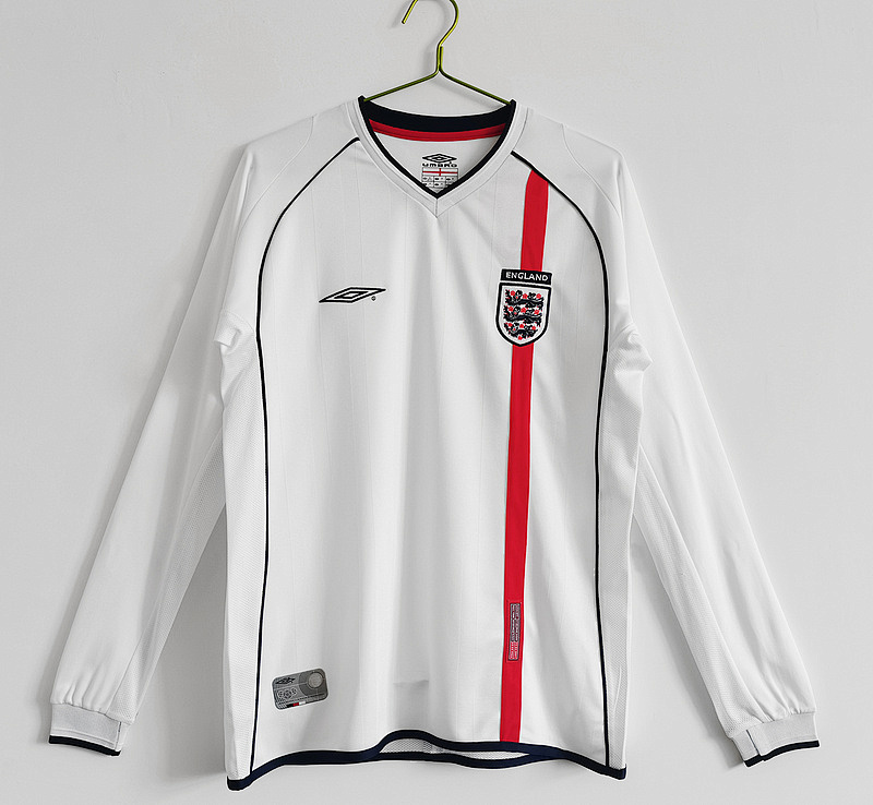 2002 England Home Retro Long Sleeves Jerseys