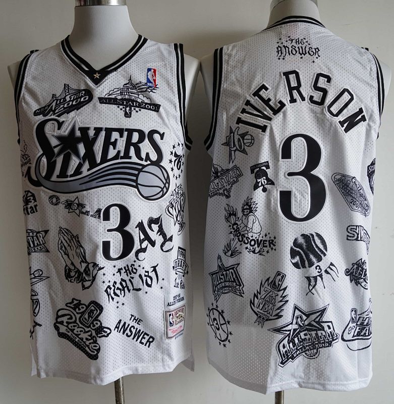 76ers #3 Iverson Tattoo Edition White Embroidery