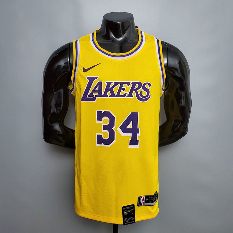 Neal #34 Lakers Round neck yellow NBA jersey Size XS-XXL