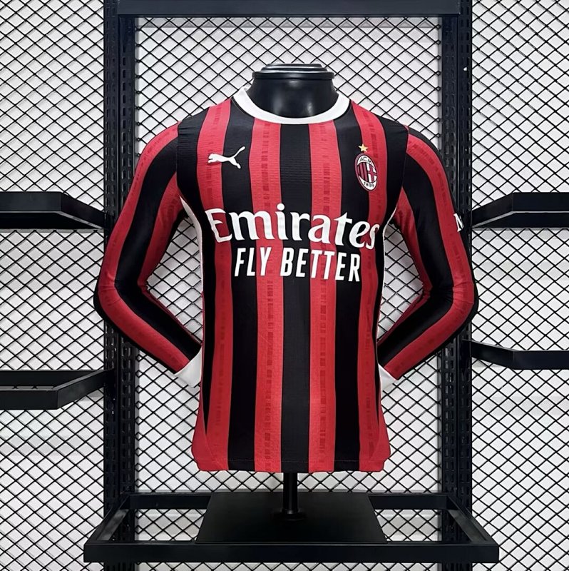 24-25 AC Milan Home Player Version Long Sleeve Jerseys