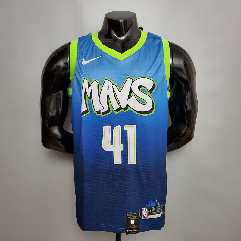 Nowitzki #41 Dallas Mavericks blue idol NBA jersey Size XS-XXL