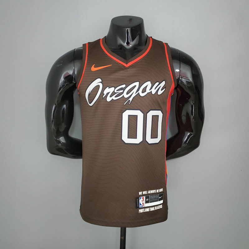 2021 ANTHONY#00 Trail Blazers City Edition Brown NBA Jersey S-XXL