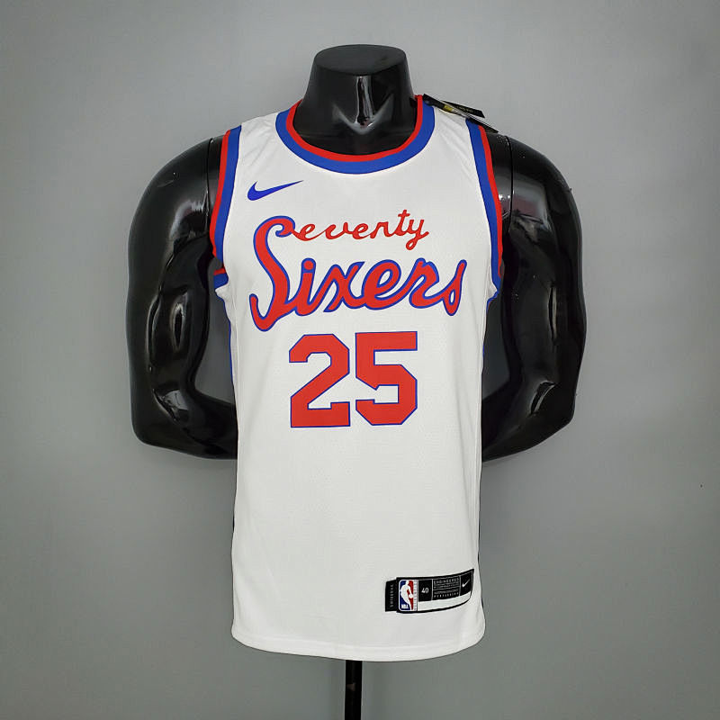 2021 season 76ers cursive retro limited SIMMONS#25 white NBA jersey S-XXL