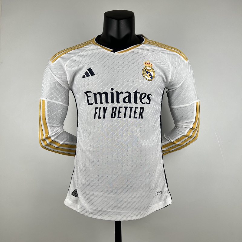 23-24 Real Madrid Home Player Version Long Sleeve Jerseys