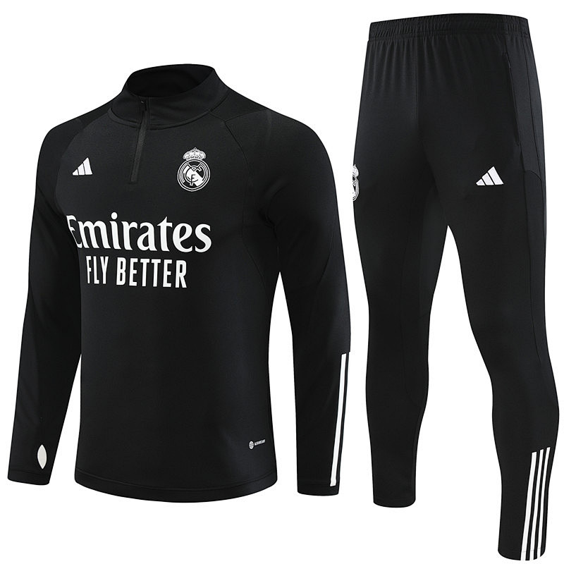 23-24 Real Madrid Black Long Sleeve Training Suit