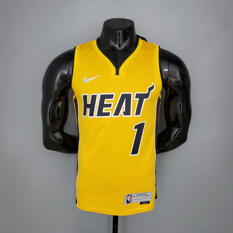 2021 BOSH#1 Heat Bonus Edition Yellow NBA Jersey S-XXL