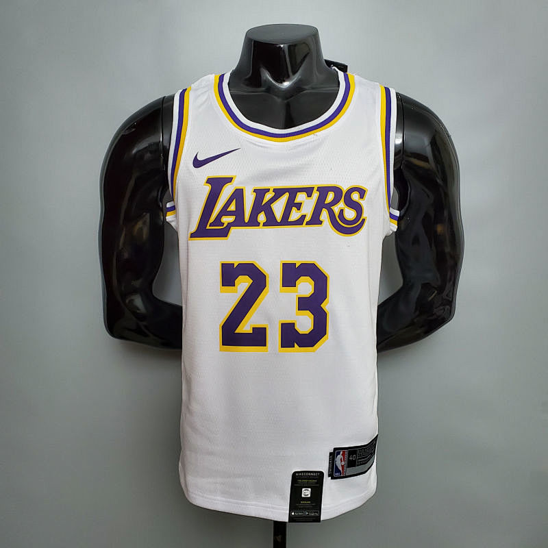 New James #23 Lakers Round neck white NBA jersey Size XS-XXL