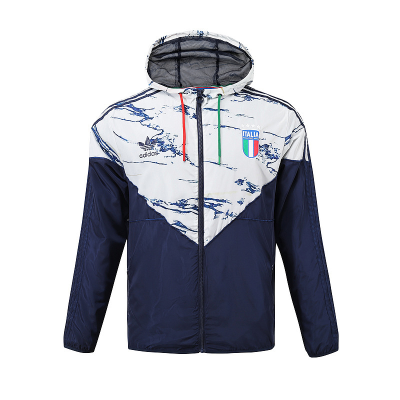 2023 Italy White And Blue Hoodies Windbreaker Jackets