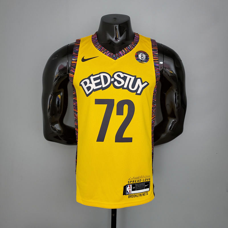 BIGGIE#72 Brooklyn Nets Commemorative Edition Yellow NBA jersey Size S-XXL