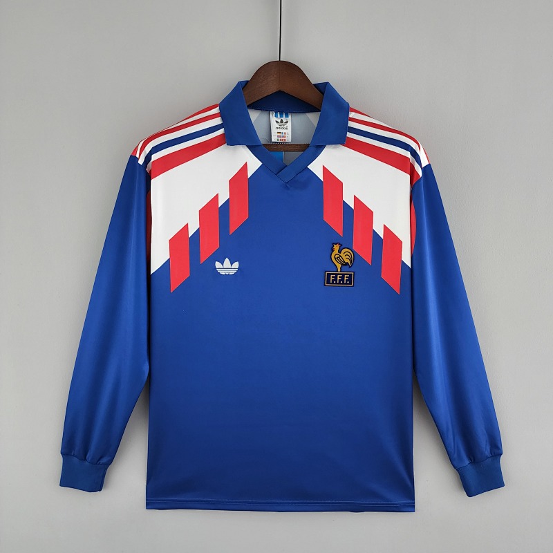 1988-90 France Home Retro Long Sleeve Jerseys