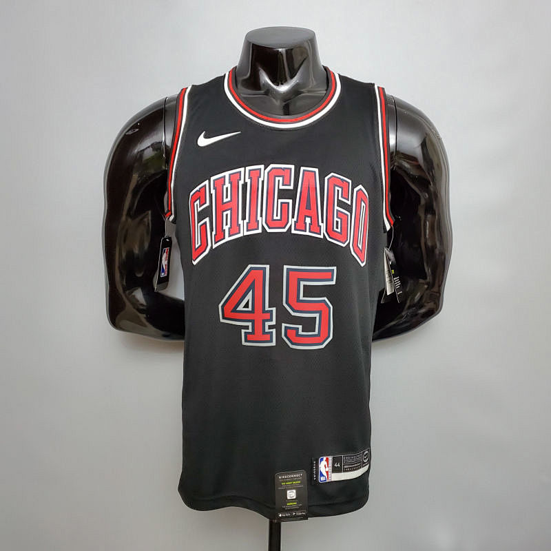 JDRDAN#45 Chicago Bulls Black NBA jersey Size S-XXL Nike connect recognition