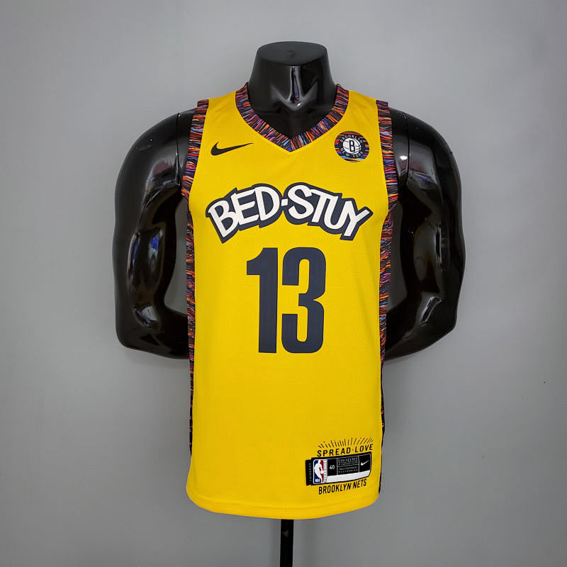Harden #13 Brooklyn Nets Commemorative Edition Yellow NBA jersey Size S-XXL