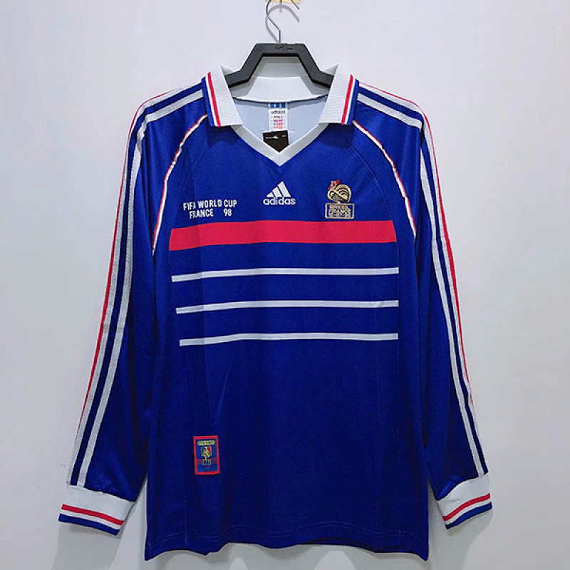 1998 France Home Retro Long Sleeve Jerseys