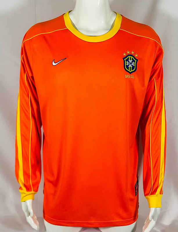 2004 Brazil Retro Orange Long Sleeve Jerseys