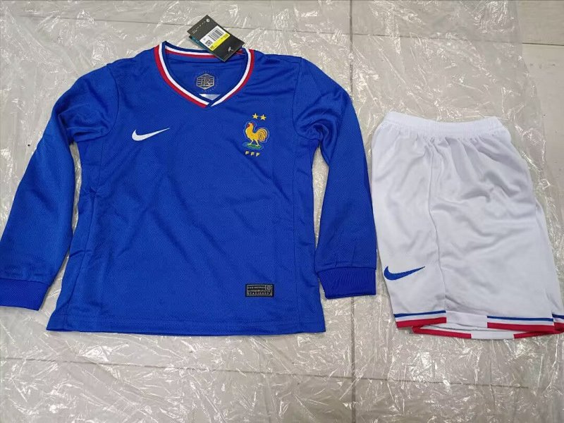 2024 France Home Kids Long Sleeve Jerseys