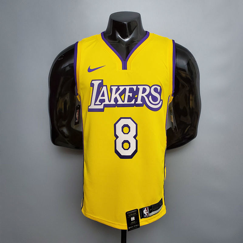 Bryant #8 Lakers V-neck City Edition yellow NBA jersey Size XS-XXL