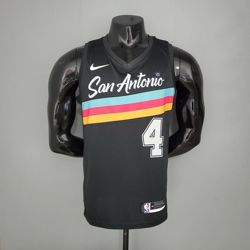 New WHITE#4 season Spurs City Edition black NBA jersey S-XXL