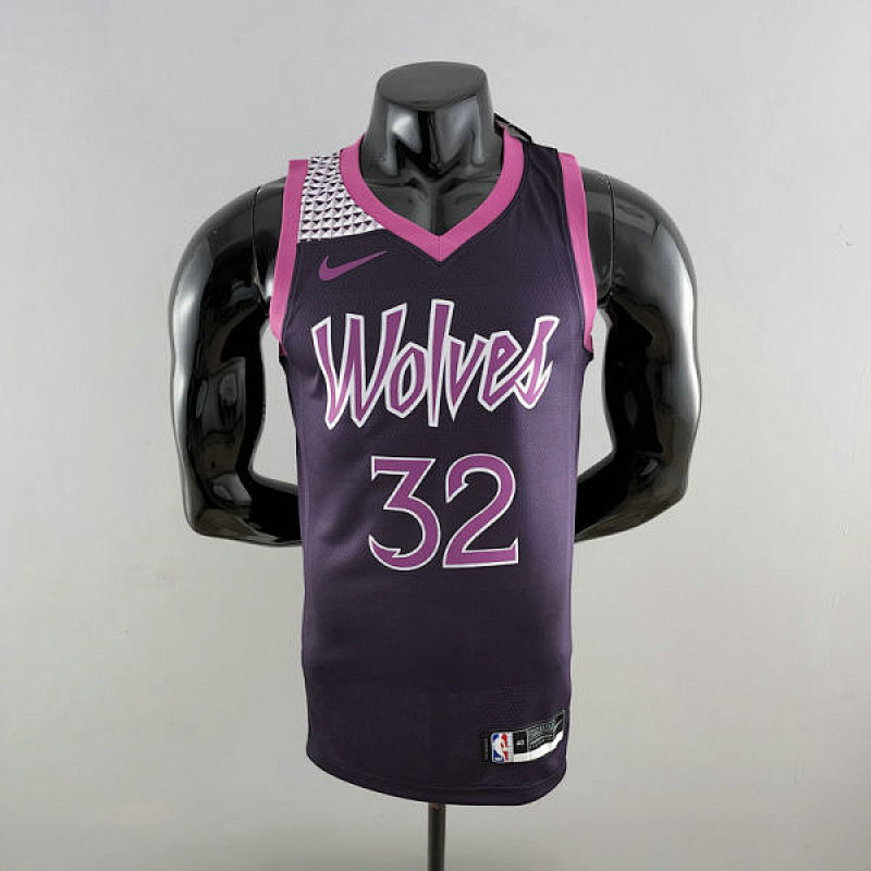 Minnesota Timberwolves TOWNS#32 Black and Purple NBA Jersey S-XXL
