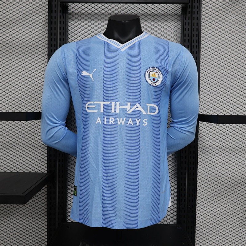 23-24 Manchester City Home Player Version Long Sleeve Jerseys