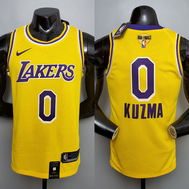 New KUZMA #0 Lakers Commemorative Edition Round neck yellow NBA jersey Size XS-XXL