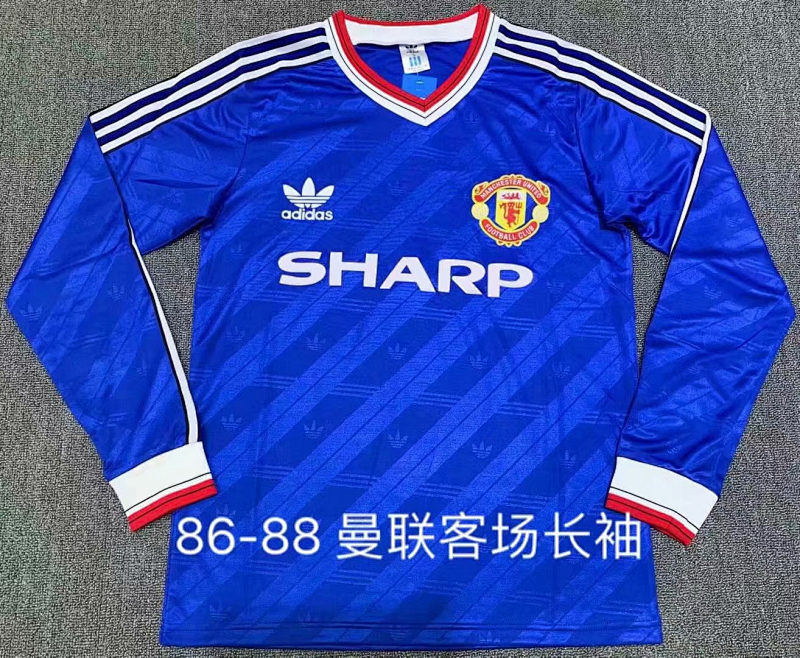 86-88 M-anchester U-nited Away Retro Long Sleeve Jerseys