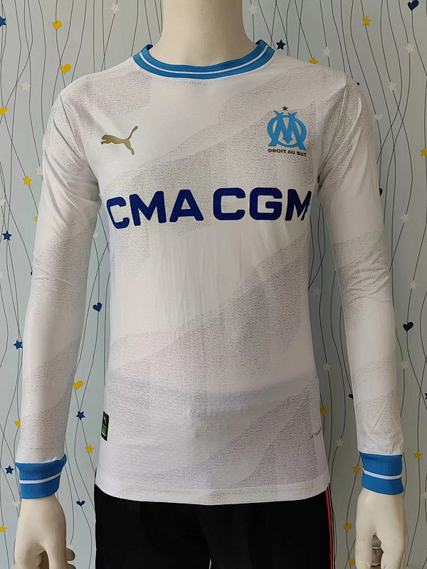 23-24 Marseille Home Player Version Long Sleeve Jerseys