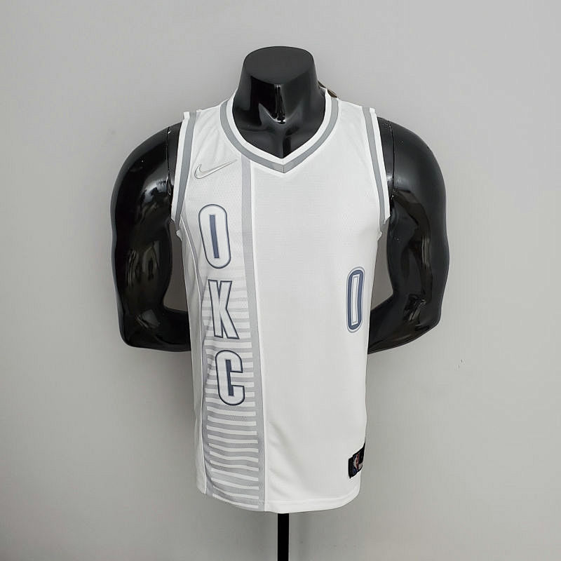 75th Anniversary 2202 Season Oklahoma City Thunder WESTBROOK#0 City Edition White NBA Jersey S-XXL