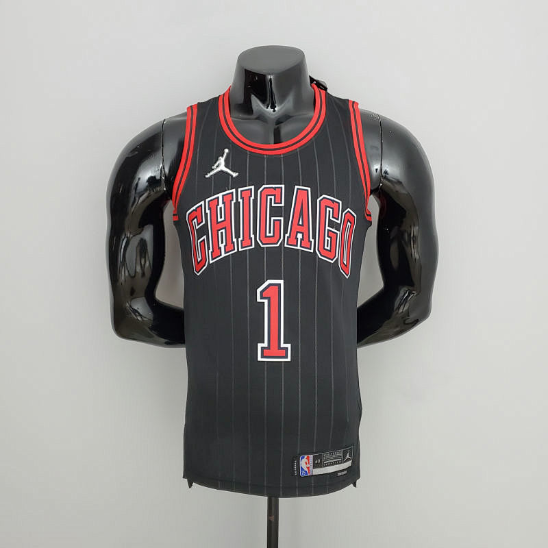 75th Anniversary Rose #1 Bulls Flyers Black NBA Jersey S-XXL