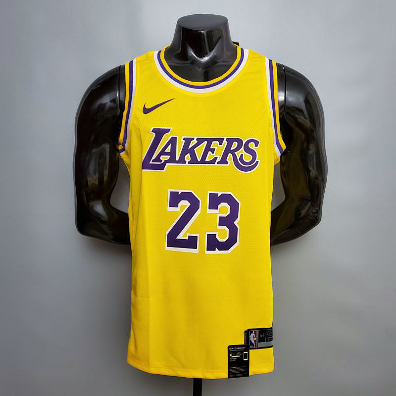 James #23 Lakers Round neck yellow NBA jersey Size XS-XXL