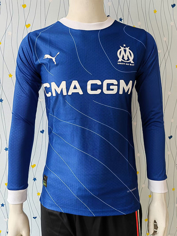 23-24 Marseille Away Player Version Long Sleeve Jerseys