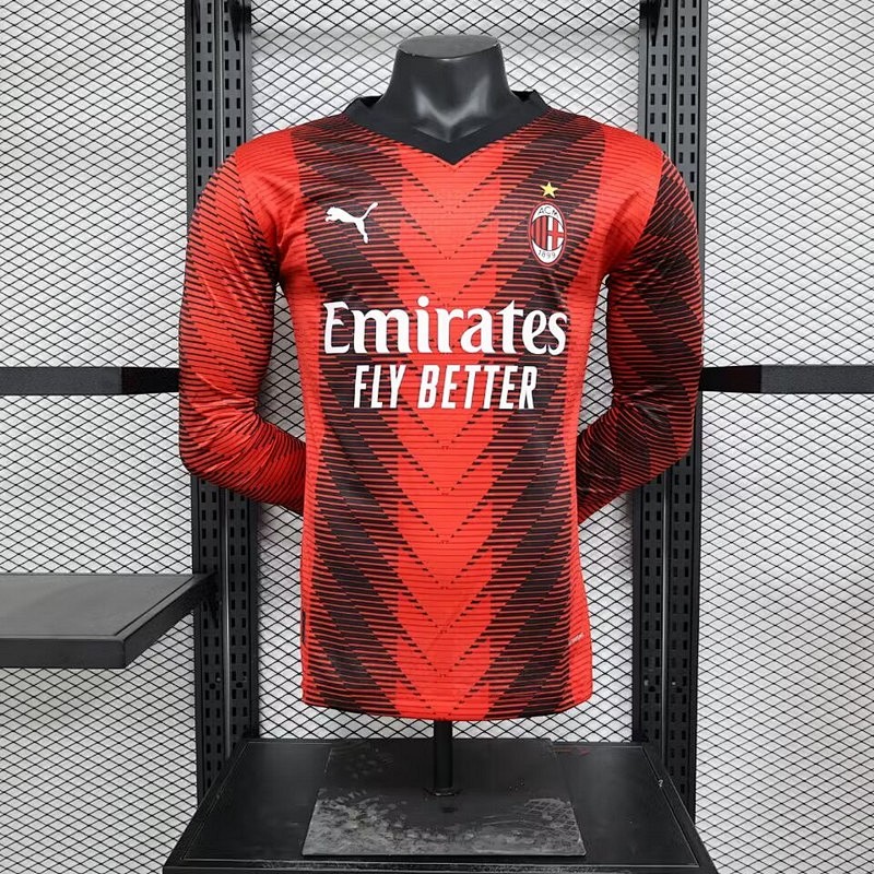 23-24 AC Milan Home Player Version Long Sleeve Jerseys