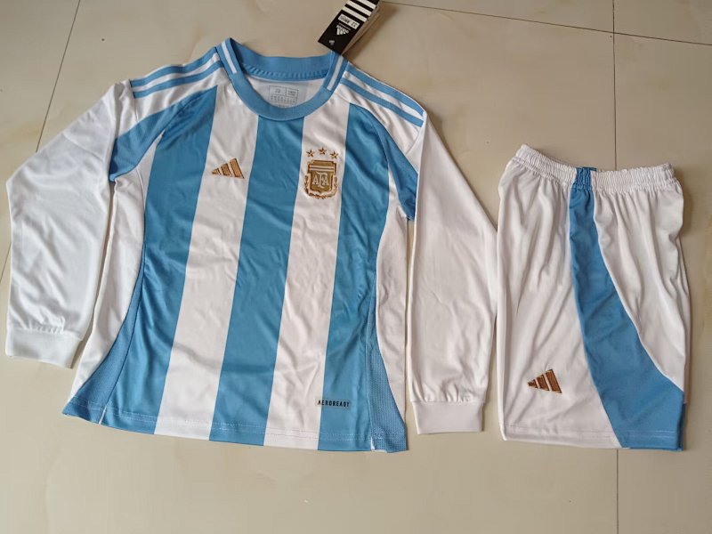 2024 Argentina Home Kids Long Sleeve Jerseys
