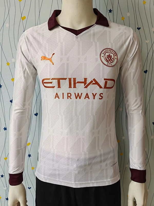23-24 Manchester City Away Player Version Long Sleeves Jerseys