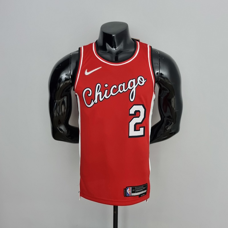 75th Anniversary 2022 Season Chicago Bulls BALL #2 City Edition Red NBA Jersey S-XXL