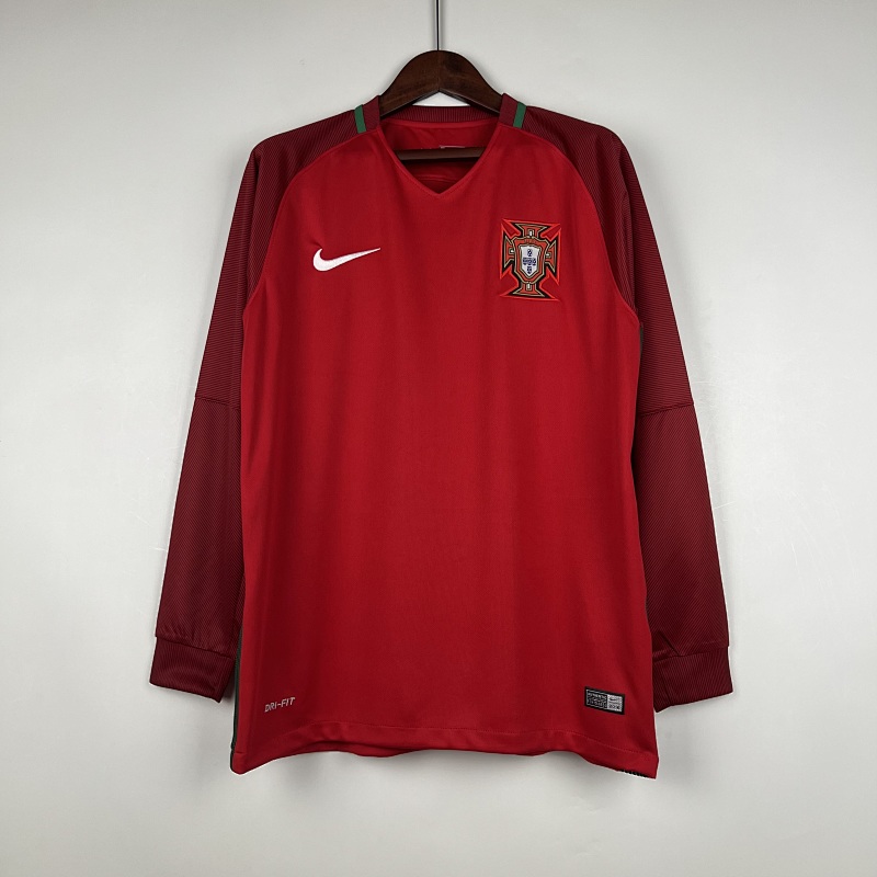 2016 Portugal Home Retro Long Sleeve Jerseys