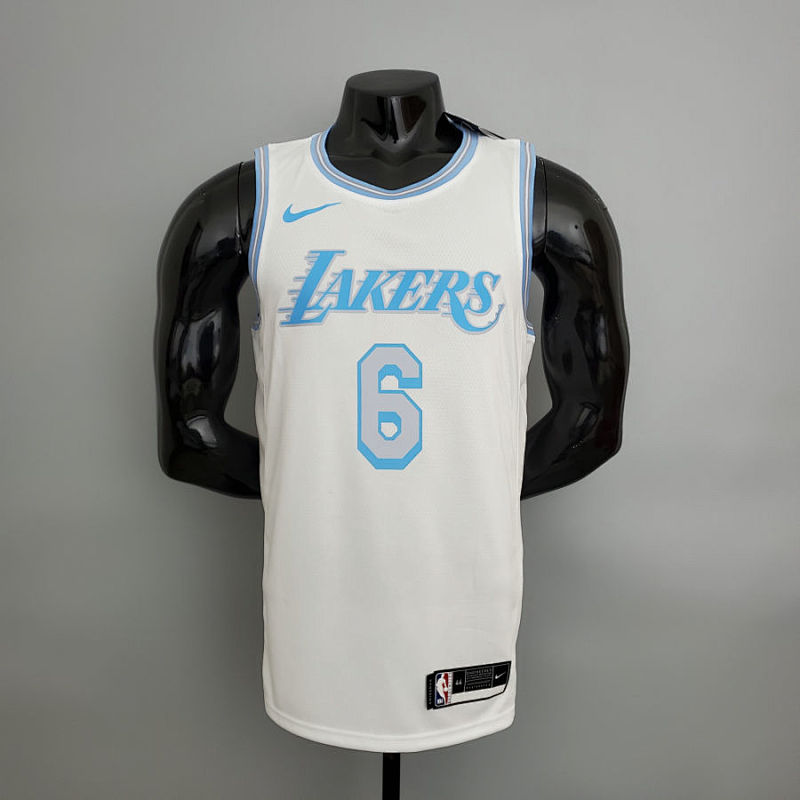 2021 James#6 Lakers Retro White NBA Jersey S-XXL