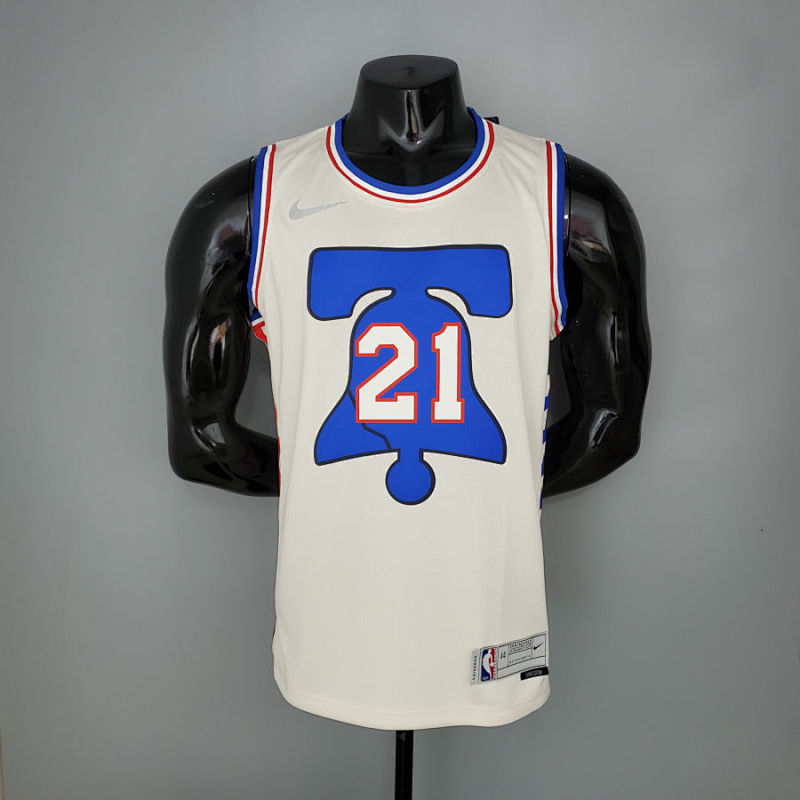 2021 EMBIID#21 76ers Bonus Edition Beige NBA Jersey S-XXL