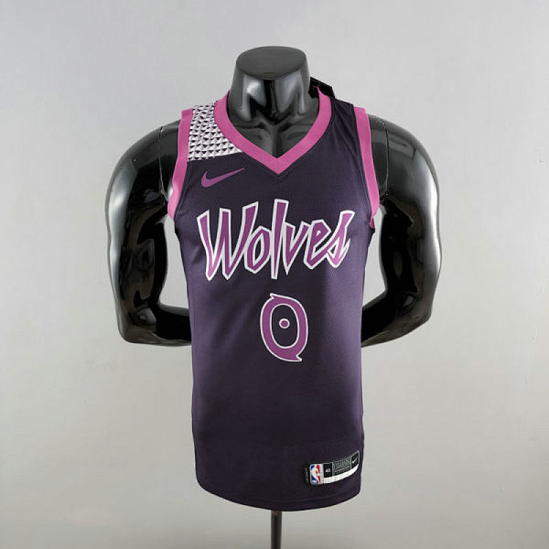 Minnesota Timberwolves RUSSELL#0 Black and Purple NBA Jersey S-XXL