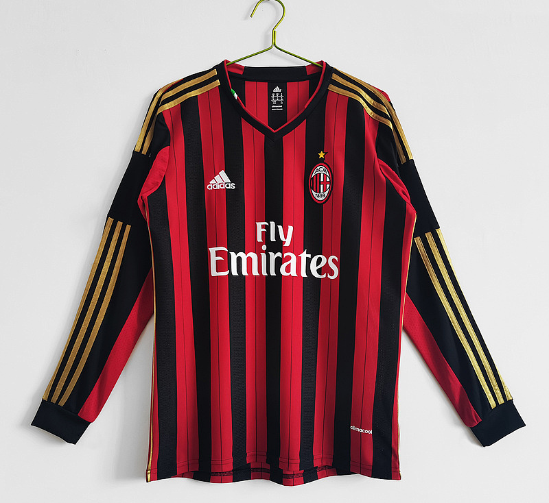 2013-14 AC Milan Home Retro Long Sleeve Jerseys