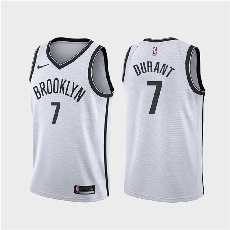Nets Durant #7 White Embroidery