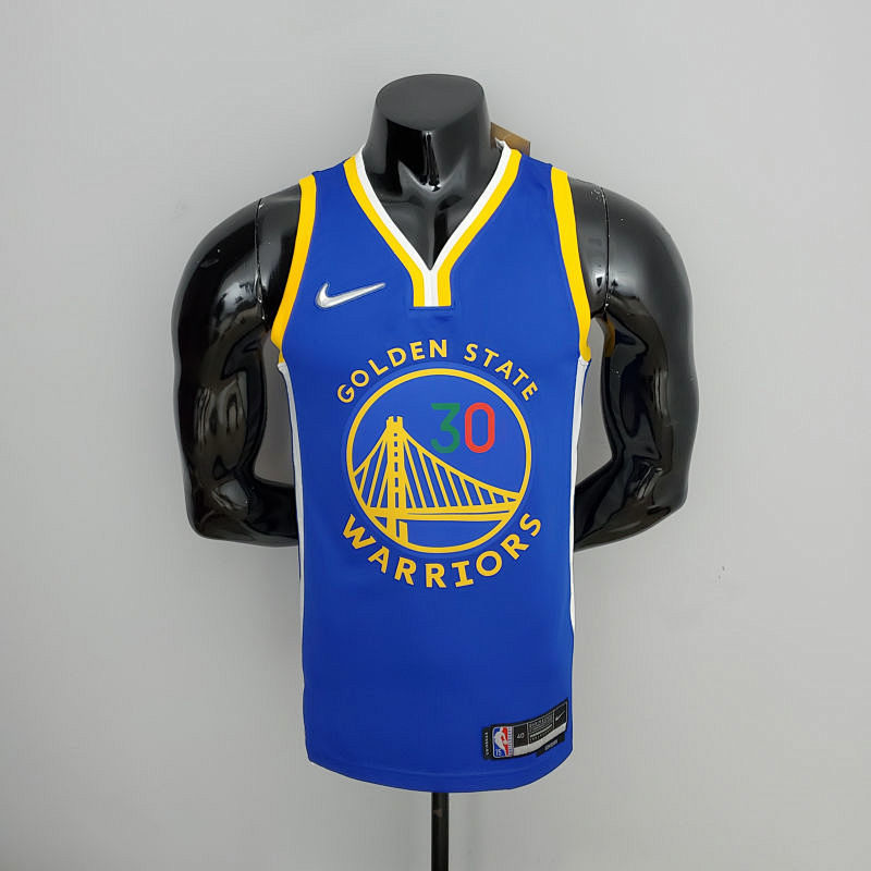 75th Anniversary Golden State Warriors Curry #30 Mexico Edition Blue NBA Jersey S-XXL