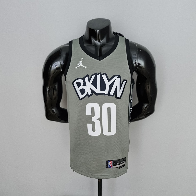 75th Anniversary Curry #30 Brooklyn Nets City Edition Gray NBA Jersey
