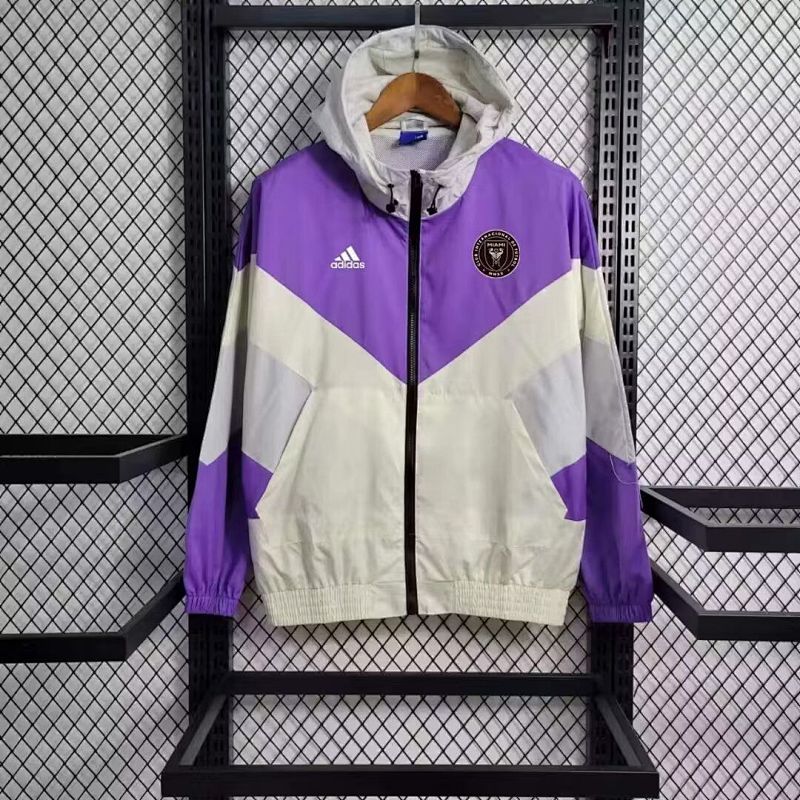 23-24 Miami Purple White Windbreaker Hoodie Jackets