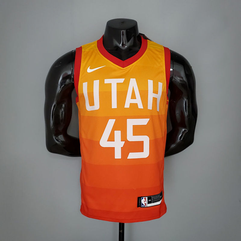 2019 MITCHELL#45 Season Jazz Rainbow Gradient Orange NBA Jersey S-XXL