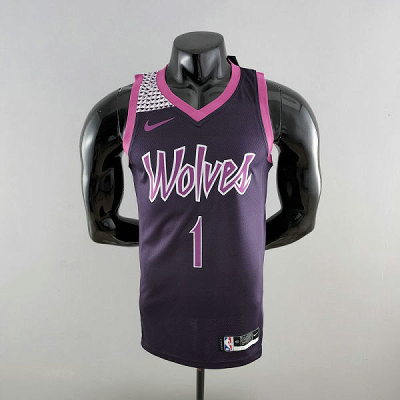Minnesota Timberwolves EOWAROS#1 Black and Purple NBA Jersey S-XXL