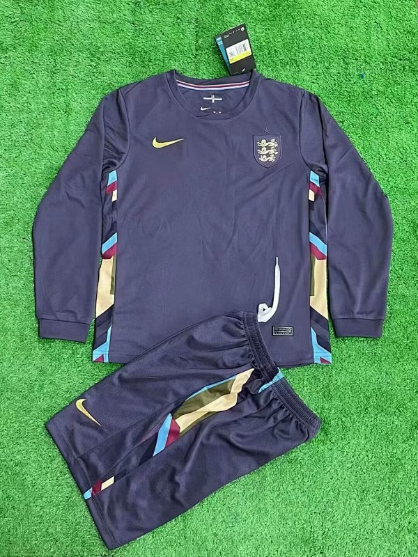 2024 England Away Kids Long Sleeve Jerseys