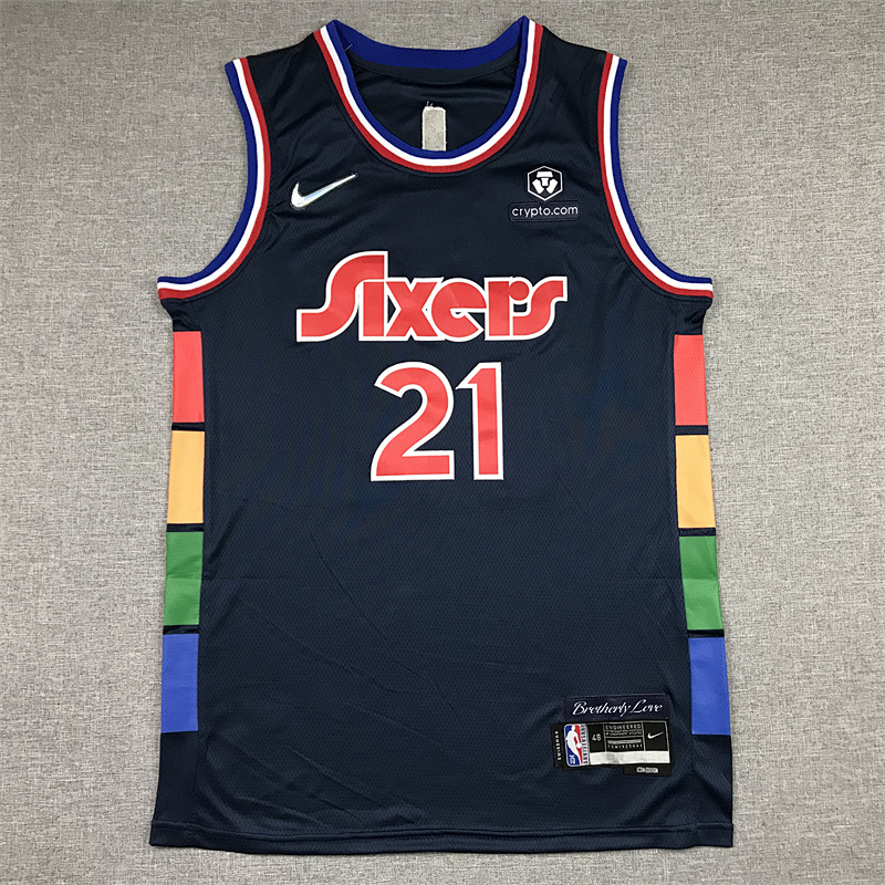 2022 76ers #21 Dark Blue City Edition Embroidery