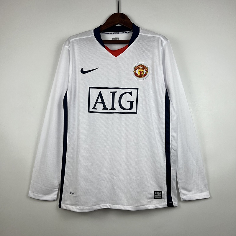 07-08 M-anchester U-nited White Retro Long Sleeve Jerseys
