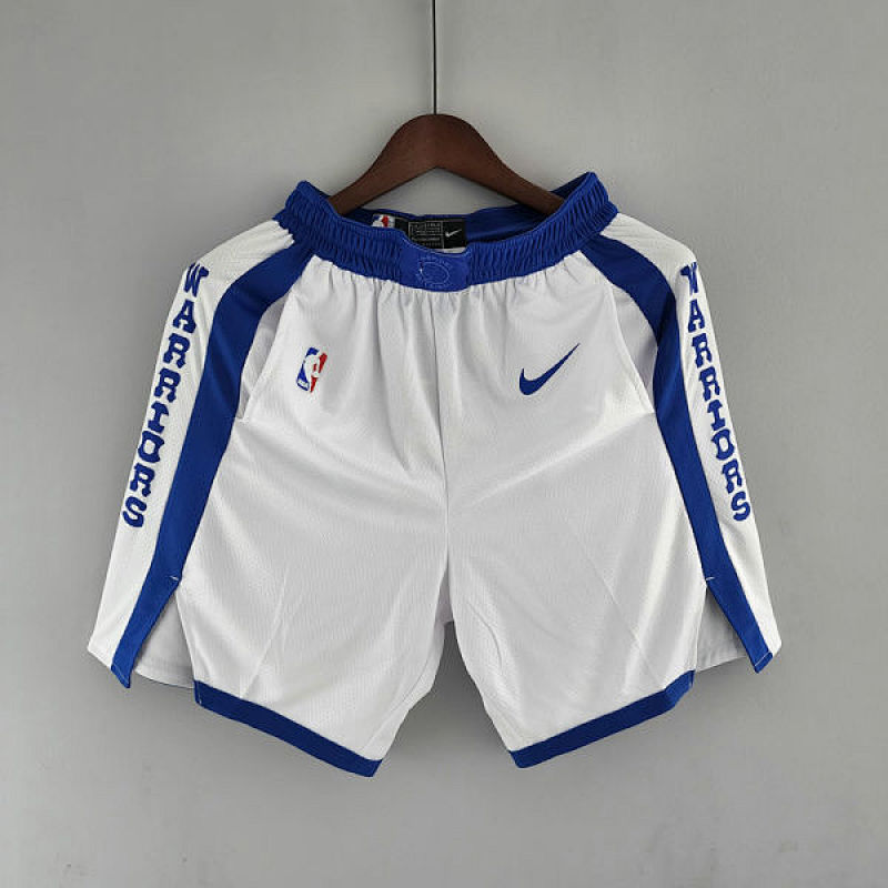 Golden State Warriors NBA Shorts White Blue Trim S-XXL