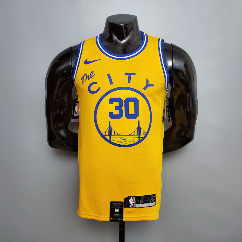 Tram version CURRY#30 Golden State Warriors yellow NBA jersey S-XXL